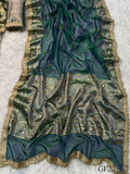 Premium Tissue Saree with Stone & Mirror Work and Ghungroo Blouse