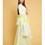 Georgette Embroidery Chine Satin Work Top Plazzo