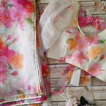 White Color Heavy Organza Silk With Digital Print Work Saree