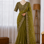 Two Tone Fandy Chiffon Embroidered Saree
