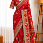 Soft Satin Silk Saree with Hand Mirror Work