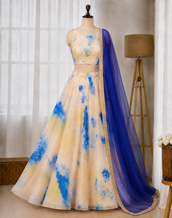 Jimmy Organza Printed Lehenga Set