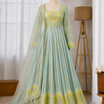Floral Printed Organza Gown Suit Set