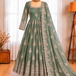 Fendy Silk Gown with Sequin Embroidery & Full Flair Dupatta