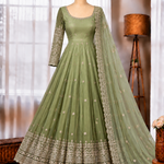 Georgette Gown with Sequin Embroidery & Dupatta