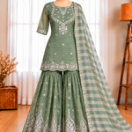 Salsa Silk Sharara Set with Thread, Sequin & Cutwork Embroidery