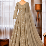 Heavy Fendi Crush Gown with Sequin Embroidery & Lace Dupatta