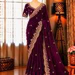 Soft Two-Tone Space Silk Saree with Sequin & Zari Embroidery Work