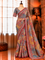 Soft Chinnon Printed Saree with Mirror, Sequin & Diamond Work