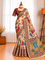 Satin Silk Saree with Traditional Digital Print & Contrast Blouse