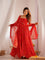 PURE SOFT LIGHTWEIGHT CHIFFON BANDHEJ FABRIC And FANCY YOKE LACE WORK Anarkali Gown