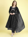 Vichitra Embroidery Work And Net Fabric Top Pent