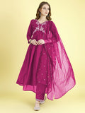 Vichitra Embroidery Work And Net Fabric Top Pent