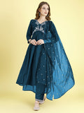 Vichitra Embroidery Work And Net Fabric Top Pent