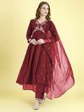 Vichitra Embroidery Work And Net Fabric Top Pent
