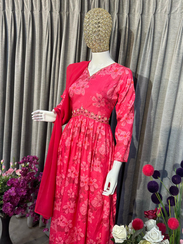 Maslin Silk With Full Stitch With Hand Work Top Pent