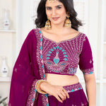 Faux Georgeet Satin With Cancan And Canvas Work Lehenga Choli