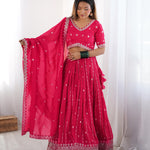 WOMEN'S PREMIUM QUALITY SHIMMER SILK SEQUENCE WORK LEHENGA CHOLI