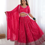 WOMEN'S PREMIUM QUALITY SHIMMER SILK SEQUENCE WORK LEHENGA CHOLI