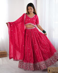 WOMEN'S PREMIUM QUALITY SHIMMER SILK SEQUENCE WORK LEHENGA CHOLI
