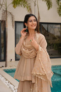 Pure Tabby Organza Mukesh Work Top Plazzo