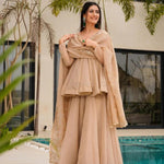 Pure Tabby Organza Mukesh Work Top Plazzo