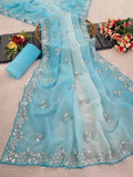 Primium Pixel Crush Cutdana And Moti Sequence Work Saree