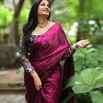 Fluid Tissue Silk With Plain Work Saree