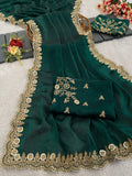 Rich Wear Space Silk With Coding Work Saree