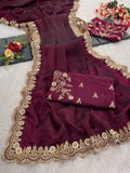 Rich Wear Space Silk With Coding Work Saree