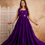 Purple Color EmbroideryWork Anarkali