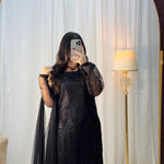 Black Color Embroidery Work Havy Foux Georgette Top Pent