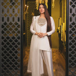 White Color Natural Crep Silk Top Plazzo