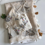 White Color Premium Chanderi Deer Work Saree