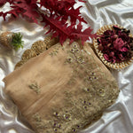 Beige Color Tissue Organza Multy Thread Work Saree