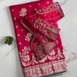Pure Banarasi Embroidery Work With Handwooven Pallu Saree