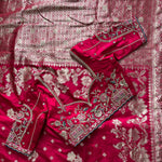 Pure Banarasi Embroidery Work With Handwooven Pallu Saree