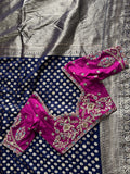Pure Banarasi Embroidery Work With Handwooven Pallu Saree