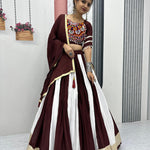 Brown Color Pure Cotton Lumpi Lace Border Lehenga Choli