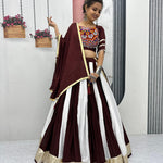 Brown Color Pure Cotton Lumpi Lace Border Lehenga Choli
