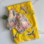 Pure Tabi Silk Swan Design With Butterfly Design Saree