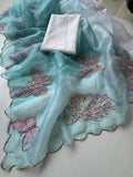 Premium Organza Tissue With Butterfly Work Saree