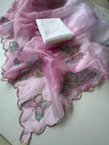 Premium Organza Tissue With Butterfly Work Saree