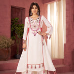 Reyon Fabric With Thread & Real Mirror Work Top Plazzo