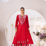 Reyon Fabric With Thread & Real Mirror Work Top Plazzo