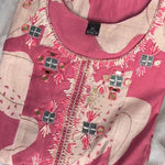 Pink Color Verticle Fabric Mille Foil Work Gown