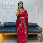 Fendy Chifron With Embroidery Sequience Work Saree