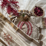 White Color Pure Khadi Handwork Saree