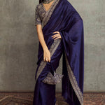 Purple Color Space Silk With Sequience Dori work Saree