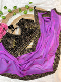 Pure Space Silk Sequence And Zari Work Saree
